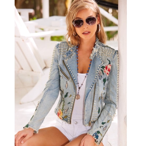 Blanknyc embroidered and studded denim jacket - Picture 4 of 4